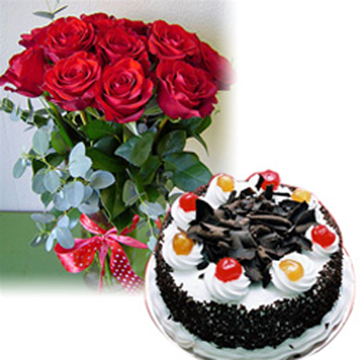 "Round shape cake -1kg ,12 Red Roses Flower Bunch - Click here to View more details about this Product
